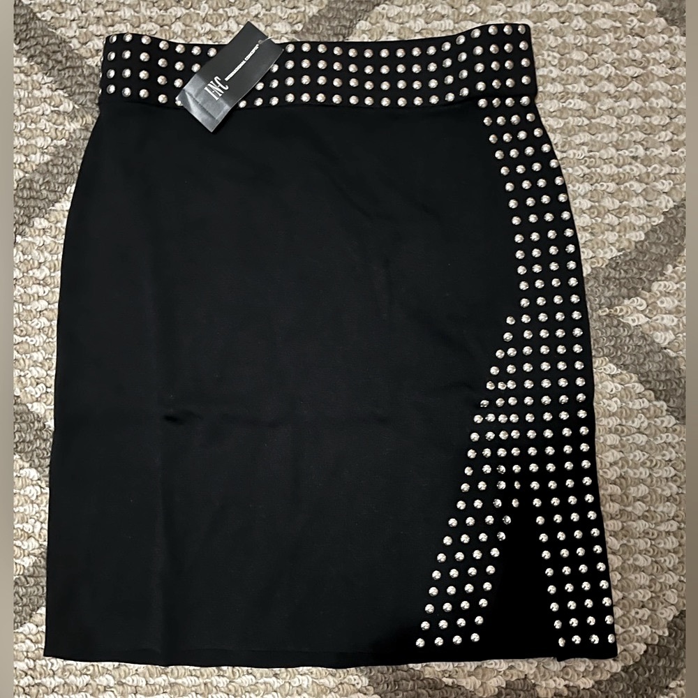 Sleek Pull-On Skirt INC International Designed W:Gleaming Stud Embellishments.
